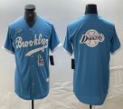 Nike Los Angeles Dodgers blank skyblue throwback MLB baseball Jersey -BD 06