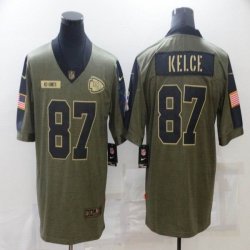 Nike Kansas City Chiefs #87 Travis Kelce green 2021 Salute to Service Limited Jersey