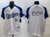 Los Angeles Dodgers blank Nike white blue fashion majestic baseball Jersey big logo-BD 05