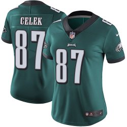 Women nike Philadelphia Eagles #87 Brent Celek green Color Rush Limited Jersey