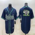 Nike Seattle Seahawks blank blue baseball jerseys Joint name-BD 01