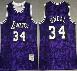 Los Angeles Lakers #34 Shaquille O\'Neal purple throwback NBA Jerseys-XD