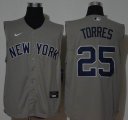 Nike New York Yankees #25 Gleyber Torres gray majestic baseball Jersey with not sleeves