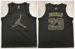 Nike Chicago Bulls #23 Michael Jordan black basketball jersey Jordan Logo -LT