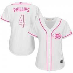 2017 Women Cincinnati Reds 4# Brandon Phillips white majestic mlb jersey