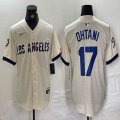 Nike Los Angeles Dodgers #17 Shohei Ohtani beige fashion MLB baseball Jersey 06