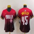 Women Nike Philadelphia Phillies #45 Zack Wheeler red majestic baseball jersey city version 02