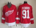 Detroit Red Wings #91 Sergei Fedorov red Throwback CCM Jerseys