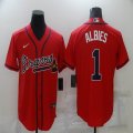 Nike Atlanta Braves #1 Ozzie Albies red majestic baseball Jersey