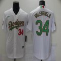 Nike Los Angeles Dodgers #34 Fernando Valenzuela white Green baseball jersey-BD