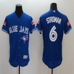 2016 Toronto Blue Jays 6# Marcus Stroman blue usa flag Flexbase Authentic Collection Jersey