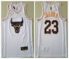 Nike Chicago Bulls #23 Michael Jordan white gold nba jerseys-TY