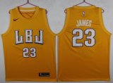 Nike Los Angeles Lakers #23 LeBron James yellow basketball jersey -LT