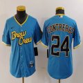 Youth Nike Milwaukee Brewers #24 William Contreras skyblue majestic baseball Jersey city version