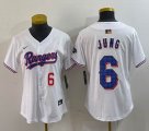 Youth Nike Texas Rangers #6 Josh Jung white majestic baseball jerseys Champion patch-BD 03