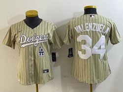 Women Los Angeles Dodgers #34 Fernando Valenzuela green majestic baseball Jerseys -BD 02