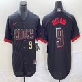 Nike Cincinnati Reds #9 Mclain black majestic baseball jerseys Joint name-BD 01