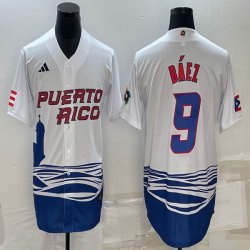 Puerto Rico #9 Baseball Javier Báez White 2023 World Baseball Classic Replica Player Jersey 08