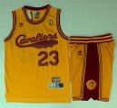 Cleveland Cavaliers LeBron James #23 yellow throwback nba suits