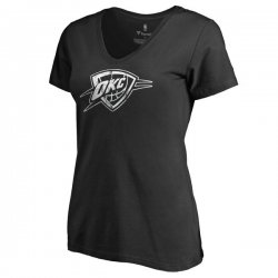 Women\'s Oklahoma City Thunder Fanatics Branded Black Marble Logo Plus Size V-Neck T-Shirt