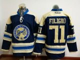 Columbus Blue Jackets #71 Nick Foligno blue beige ice hockey jersey