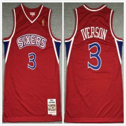 Philadelphia 76ers 3# Allen Iverson red Throwback nba jersey-XD