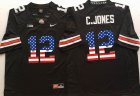 Ohio State Buckeyes Cardale Jones 12 USA flag NCAA Football Jersey -Black