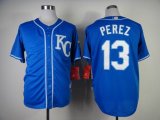 Kansas City Royals 13 PEREZ blue mlb jersey