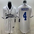 Nike Dallas Cowboys #4 Dak Prescott white baseball jerseys Joint name-BD