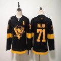 Women Adidas Pittsburgh Penguins #71 Evgeni Malkin Black NHL Jerseys-FH