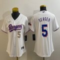 Women Nike Texas Rangers #5 Seager white majestic baseball jerseys 01