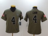 Youth Nike Oakland Raiders #4 Derek Carr green USA flag Color Rush Limited Jersey