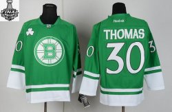 2013 NHL Stanley Cup Boston Bruins Tim Thomas 30 reebok Green jersey