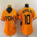 Women Nike Pittsburgh Pirates #10 Bryan Reynolds gold majestic baseball jerseys city version 04