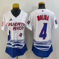 Women Puerto Rico Baseball #4 Yadier Molina White 2023 World Baseball Classic Replica Player Jersey 09