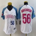 Women 2023 World Cup Mexico #56 Randy Arozarena white skyblue majestic baseball jerseys 27