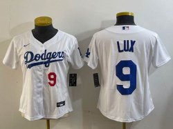 Youth Nike Los Angeles Dodgers #9 Gavin Lux white MLB baseball Jersey-BD 02