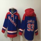 New York Rangers #93 Mika Zibanejad Blue red NHL Hooded Sweatshirt