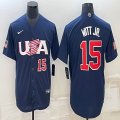 2023 World Cup #15 Bobby Witt Jr. blue USA majestic baseball jerseys