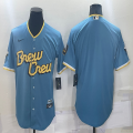 Nike Milwaukee Brewers blank skyblue majestic MLB Jerseys-BD