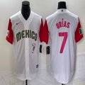 2023 World Cup Mexico #7 Julio Urias white red majestic baseball jerseys 57