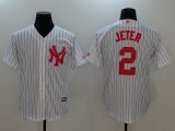 New York Yankees 2 Derek Jeter white Road Mothers Day Flex Base Jersey