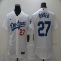 Los Angeles Dodgers #27 Trevor Bauer white Flexbase Authentic Collection Jersey