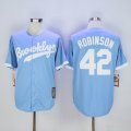 Mitchell And Ness Dodgers #42 Jackie Robinson Light Blue Throwback Stitched Baseball Jersey