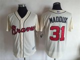 Atlanta Braves Greg Maddux #31 Beige Mejestic baseball jerseys