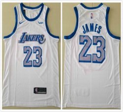 Nike Los Angeles Lakers 23 LeBron James white basketball jersey Citty version-TY