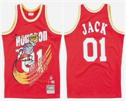 Jack #01 Travis Scott x Mitchell & Ness red NBA Houston Rockets Jersey-HL