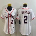 Women Nike Houston Astros #2 Alex Bregman white baseball jerseys -BD 01