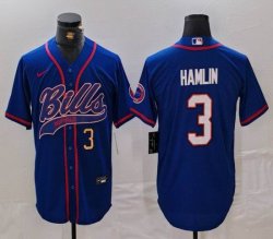 Nike Buffalo Bills #3 Damar Hamlin blue baseball jersey Joint Name 01