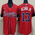 Nike Atlanta Braves #13 Ronald Acuna Jr. red new majestic baseball jersey-WL